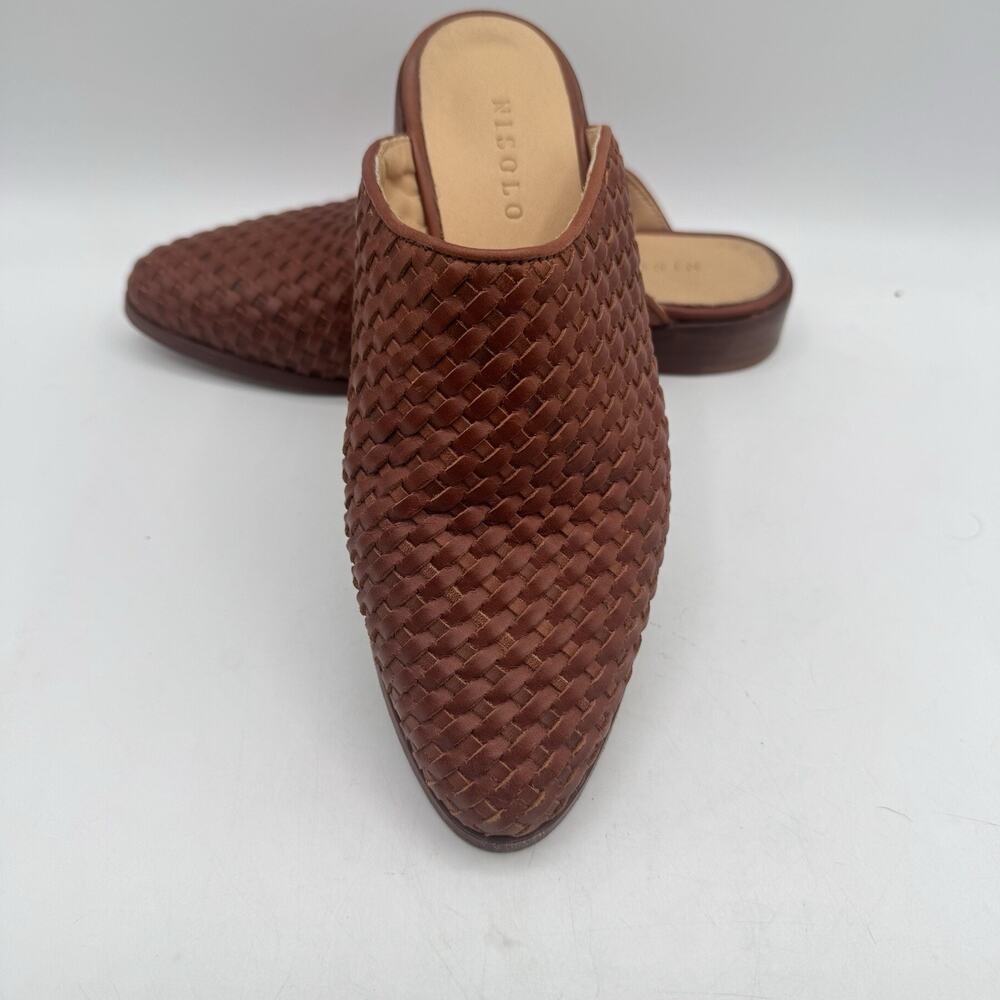 Nisolo Ama Woven Mule Brandy Leather Mules Slip On Sandals Shoes Size 6